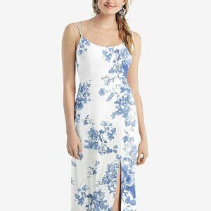 After Six 1520..Cowl-Back Double Strap Maxi Dress...Cottage Rose Dusk Blue..Sz 6